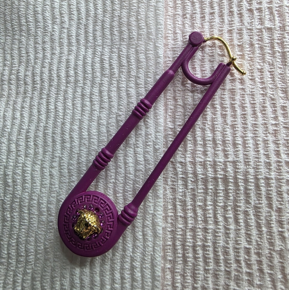 Authentic Pink Versace safety pin earrings